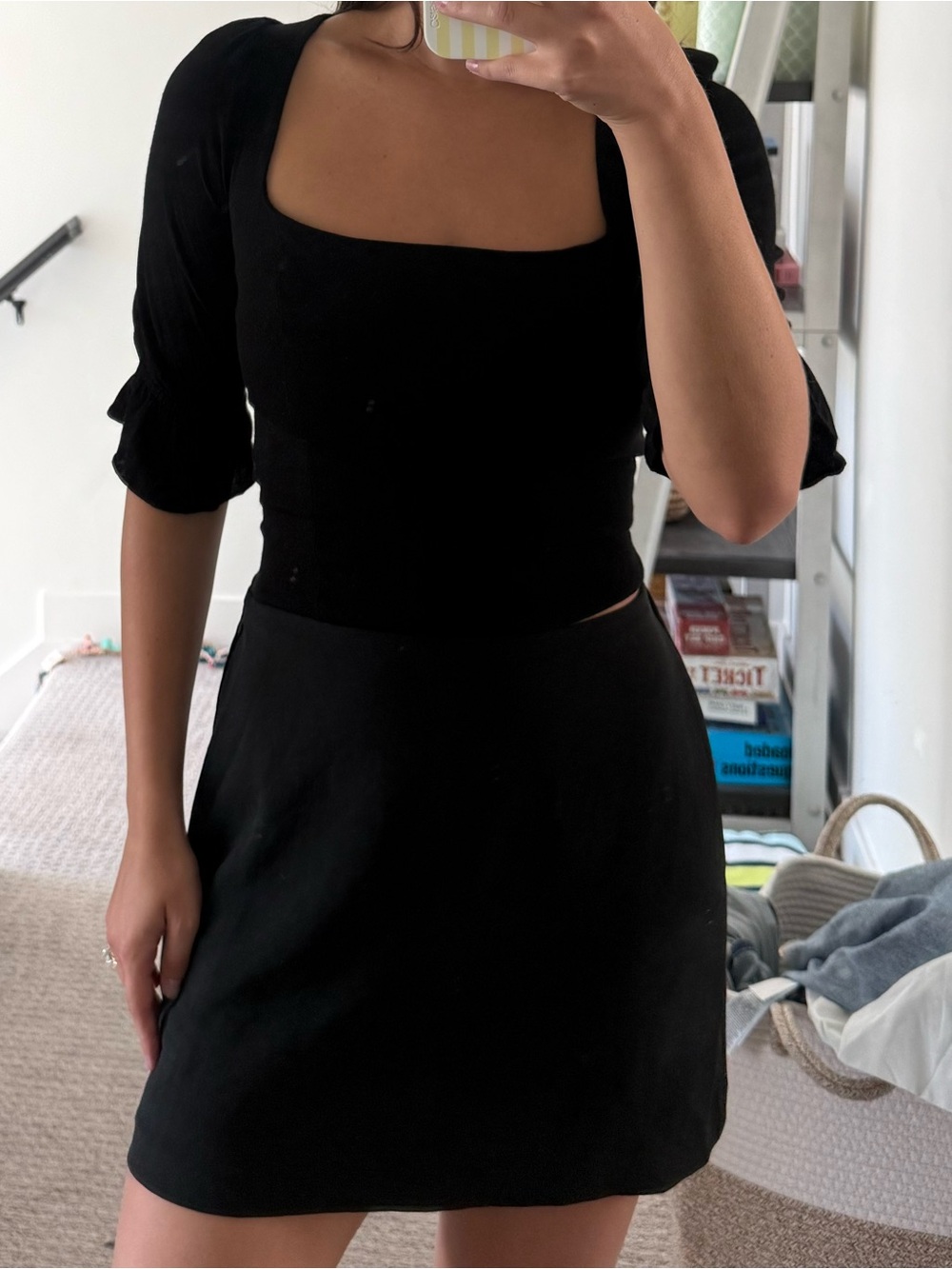 Abercrombie & Fitch Crepe Black Mini Skirt with built in shorts